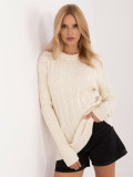 Elegancki ecru sweter z długim rękawem
