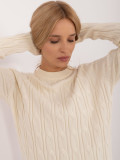 Elegancki ecru sweter z długim rękawem