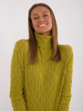 Elegancki oliwkowy sweter z golfem