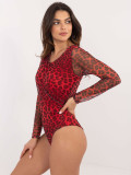 Eleganckie czerwone body z długim rękawem