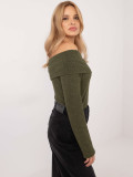 Elegancki khaki sweter z długim rękawem