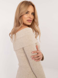 Elegancki beżowy sweter z długim rękawem