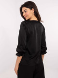 Elegancka czarna bluzka z 3/4 rękawem