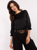 Elegancka czarna bluzka z 3/4 rękawem