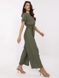 Stylowy khaki kombinezon z krótkim rękawem