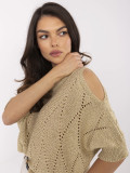Elegancki złoty sweter z 3/4 rękawami