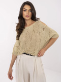 Elegancki złoty sweter z 3/4 rękawami
