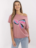 Stylowe t-shirt z aplikacją w ciemnoróżowym
