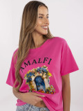 Stylowe t-shirt z krótkim rękawem w ciemnoróżowym kolorze