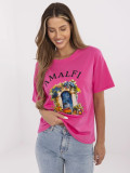 Stylowe t-shirt z krótkim rękawem w ciemnoróżowym kolorze