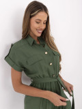 Stylowy khaki kombinezon z krótkim rękawem