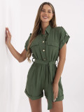 Stylowy khaki kombinezon z krótkim rękawem