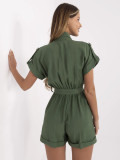 Stylowy khaki kombinezon z krótkim rękawem