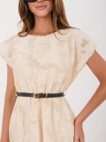 Beżowa rozkloszowana sukienka midi z paskiem