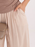 Beżowe spodnie palazzo z wiskozy