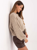 Beżowy sweter z bufiastymi rękawami
