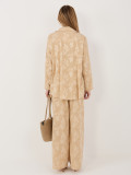 Beżowy komplet z koszulą i spodniami z wiskozy