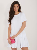 Biała rozkloszowana mini sukienka z krótkim rękawem
