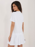 Biała rozkloszowana mini sukienka z krótkim rękawem