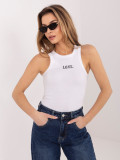 Biały bawełniany top z haftem i napisem