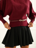 Elegancki bordowy sweter z paskiem