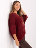 Stylowy bordowy sweter z 3/4 rękawami