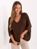 Brązowy sweter z 3/4 rękawami