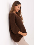 Brązowy sweter z 3/4 rękawami