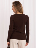 Elegancki brązowy sweter z dekoltem V i guzikami