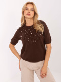 Elegancki brązowy sweter z aplikacją