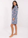 Damska koszula nocna z długim rękawem, ciemnoniebieska, bawełniana