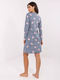 Damska koszula nocna z długim rękawem, ciemnoniebieska, bawełniana