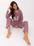 Damska piżama z długim rękawem w ciemnoróżowym kolorze