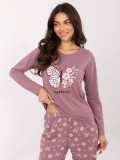 Damska piżama z długim rękawem w ciemnoróżowym kolorze