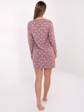 Damska koszula nocna z długim rękawem, ciemnoróżowa