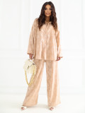 Damski komplet koszula i spodnie w kolorze brzoskwiniowym