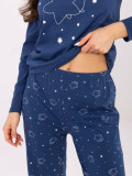 Damska piżama z długim rękawem w ciemnoniebieskim kolorze