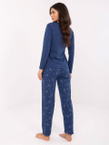 Damska piżama z długim rękawem w ciemnoniebieskim kolorze