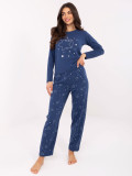 Damska piżama z długim rękawem w ciemnoniebieskim kolorze