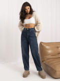 Ciemnoniebieskie jeansy balloon fit z wysokim stanem
