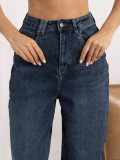 Ciemnoniebieskie jeansy balloon fit z wysokim stanem