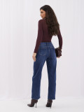 Ciemnoniebieskie mom jeans z wysokim stanem