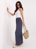 Damskie spodnie palazzo z wiskozy, ciemnoniebieskie