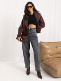 Ciemnoszare jeansy balloon fit z wysokim stanem