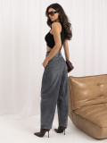 Ciemnoszare jeansy balloon fit z wysokim stanem