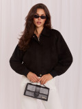 Czarna przejściowa kurtka bomber z ekoskóry