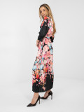 Czarna sukienka maxi w kwiaty z paskiem