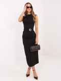 Czarna elegancka sukienka midi z dekoltem wodą