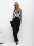 Czarne spodnie wide leg z wysokim stanem
