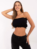 Elegancki czarny top z falbanami